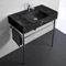 Modern Console Sink, Black Marble Style Sink, 32